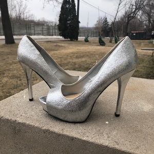 Silver high heels